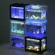 Hittime 1Pc Multicolor Aquarium Tank Gift Stackable Building Block Betta Fish Cages Ornamental Mini Aquarium Betta Fish Box Accessories Black