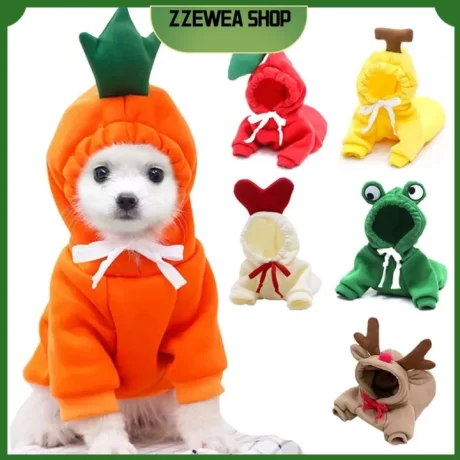 ZZEWEA SHOP Pet Supplies Animals Costume Winter Outfit Dog Winter Clothes Pet Hoodie Dog Jumpsuit Fruit Puppy Coat