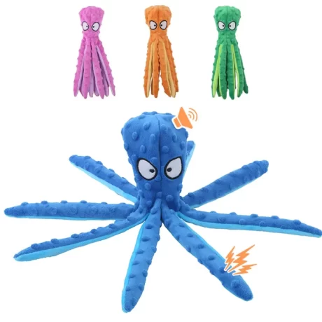 OCTOPUS Dog Toy with Squeaky and Paper Sound Puppy Toy Cleverpet