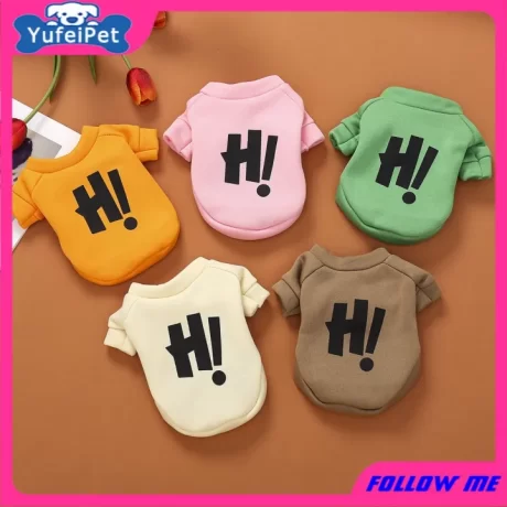 Pet Clothes Color Cartoon Letters Printed Sweater Dog Shirt Pet Warm Clothing In Autumn and Winter