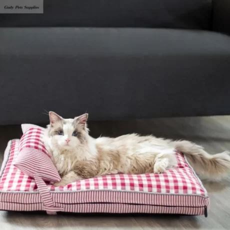 GUDY Removable Plaid Dog Bed with Pillow Comfortable Washable Thickened Dog Sofa Mats Puppy Kennel Mat Soft Dog Deep Sleeping Cushion Spring