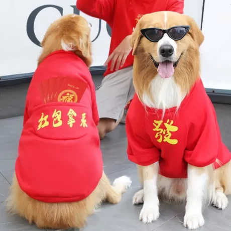 XS-5XL Pet New Year Dresses Pet Dogs Cats Clothes Small, Medium and Large Dogs French Fighting Autumn and Winter Clothing Articles