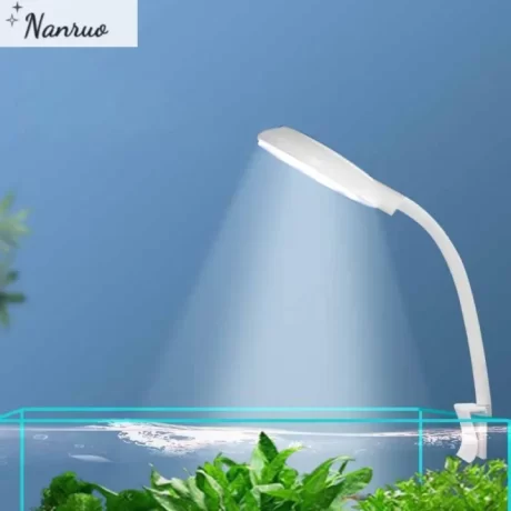 NANRUO 5W Fish Tank Plants Grow Light 360 ? Rotation Plastic Fish Tank Small Clip Light Fish Tank Fill Light USB Aquarium Lamp Waterproof Clip-on Lamp Fish Tank