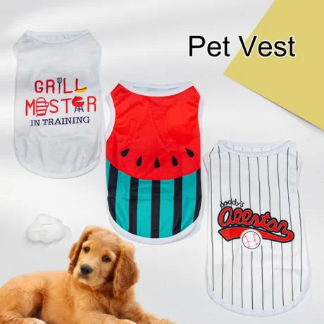 Pet Pajamas Stripe Pattern Letters Printing Watermelon Drawing Pet Dog Sleeveless Coat Clothes for Outdoor Pet Shirt Comfortable