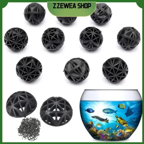 ZZEWEA SHOP 50 PCS 16mm Black Canister Clean Media Wet/Dry Fish Tank Filter Aquarium Bio Balls Biological Sponge