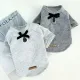 DY Loving Pet Clothes Korean Dog Shirt with Classic Black Silky Bow-knot Pure Cotton Grey Warm Costume for Shihtzu Pomeranian Teddy Chihuahua