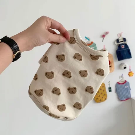 Puppy Cute Cartoon Squirrel Print Vest T-Shirt Round Neck Cat Teddy Thin Pet Dog Clothes