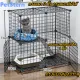 PetStern 2 Tier Cat Cage Indoor Detachable Metal Wire Kitten Cage DIY Pet Cat Kennel Enclosures with Door for Kitten Small Animals White/Black