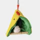 I-3 Birdhouse is made from soft cotton fabric. There is a wooden perch for the birds to stand on. Suitable for small birds, bird's nest 13*15cm