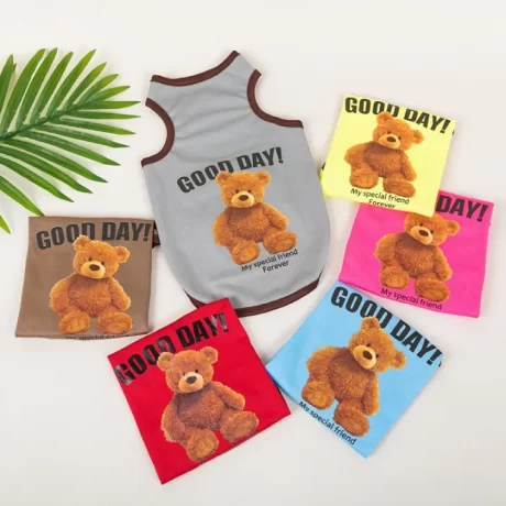 Cartoon Bear Dog Clothes Cat Costumes Pet Clothing Summer Pet Vest Puppy Clothing for Male and Female