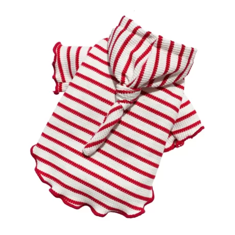 WISTIC Lace Trim Pet Clothes Pet Pullover Striped Hooded Pet Clothes for Autumn Winter Trendy Two-legged Design with Lace Trim Ideal for Dogs Cats