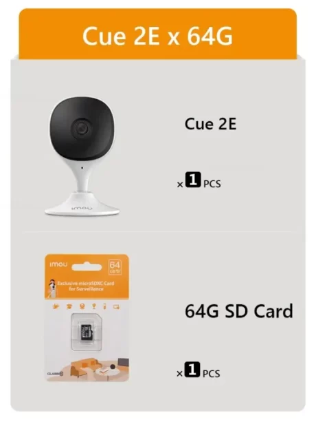 Cue 2E x 64G SD Cue 2E x 64G SD Imou Cue 2E 1080P IP Camera With IR Night Vision Wireless Indoor Two Way Audio AI Automatic Tracking Cloud Baby Pet Monitor