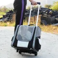 Pets Go Out Portable Breathable Trolley Case Backpack Large Capacity Cat Backpack with Wheels Outdoor Dog Bag Cat Cage