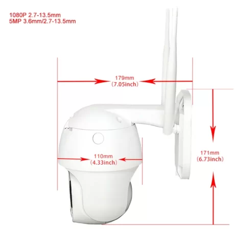 5MP Wireless 5X Zoom MINI PTZ IP WIFI Camera Speed Dome CCTV Video Security Cam RTSP Outdoor IR 30M Two Way Audio P2P CamHi