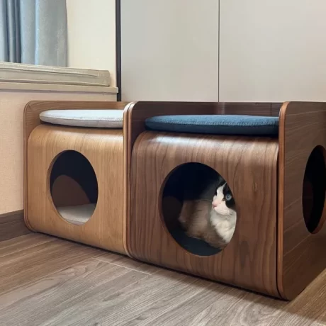 2023 New People And Cats Share Cat Nest Raw Wood Material Side Table Bedside Table Stool Furniture Advanced Solid Wood Luxury Home Cat House