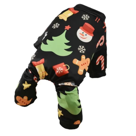 huanhuang Pet Bodysuit Gingerbread Man Snowman Pattern Cosplay Good Elasticity Pet Dog Warm Jumpsuits Outfit for Christmas