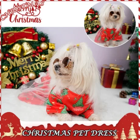 Christmas Pet Dress Clothes Bowknot Princess Skirts Cat Dog Clothes Accessories Pet Supplies CNY New Year Costumes